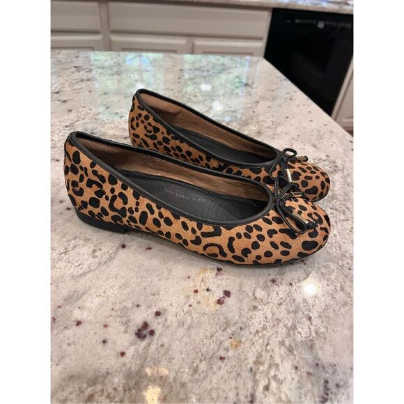 Earth Runa Leather Leopard Ballet Flats sz 7 NWOT - Picture 1 of 6